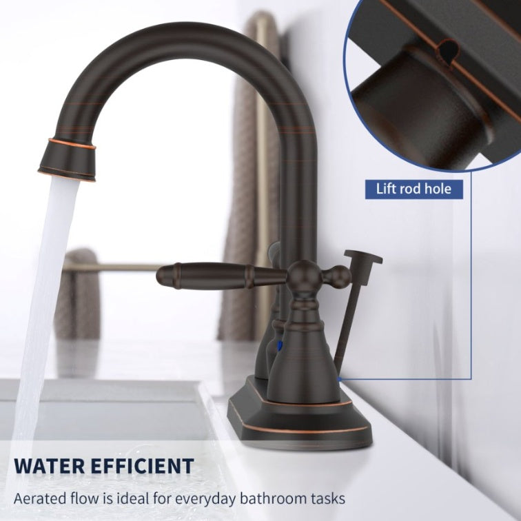 2 Handles Bathroom Sink Faucet, Oil Rubbed Bronze Ohberri
