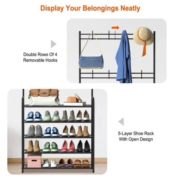 Entryway Coat Hat Rack Shoe Storage Inkedjoy