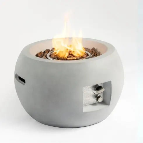 Outdoor Propane Fire Pit Table,Compact Streamlined Modern 24-inch,Round Graphite Base With Waterproof Cover,Free Lava Rocks My Store