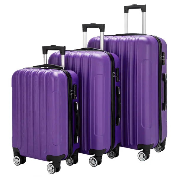 Vertical 3-in-1 Spinner Wheel With Handle Trolley Case - Purple Inkedjoy