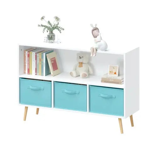 Fiberboard Children's Bookshelf With Foldable Fabric Drawers My Store