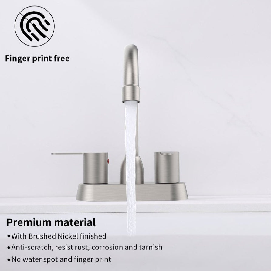 2 Handles Bathroom Sink Faucet, Brushed Nickel Ohberri