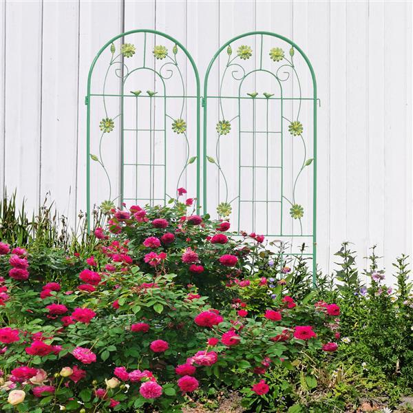 Metal Garden Trellis For Climbing Plants, Outdoor Flower Stand - Green Inkedjoy