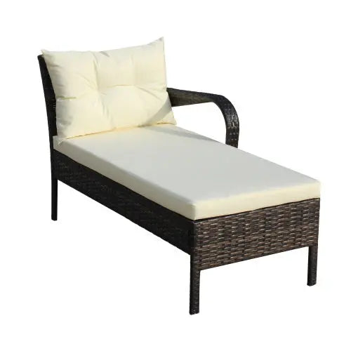 Outdoor Patio Furniture Sets 3 Piece Conversation Set Wicker Ratten Sectional Sofa With Seat CushionsBeige Cushion My Store