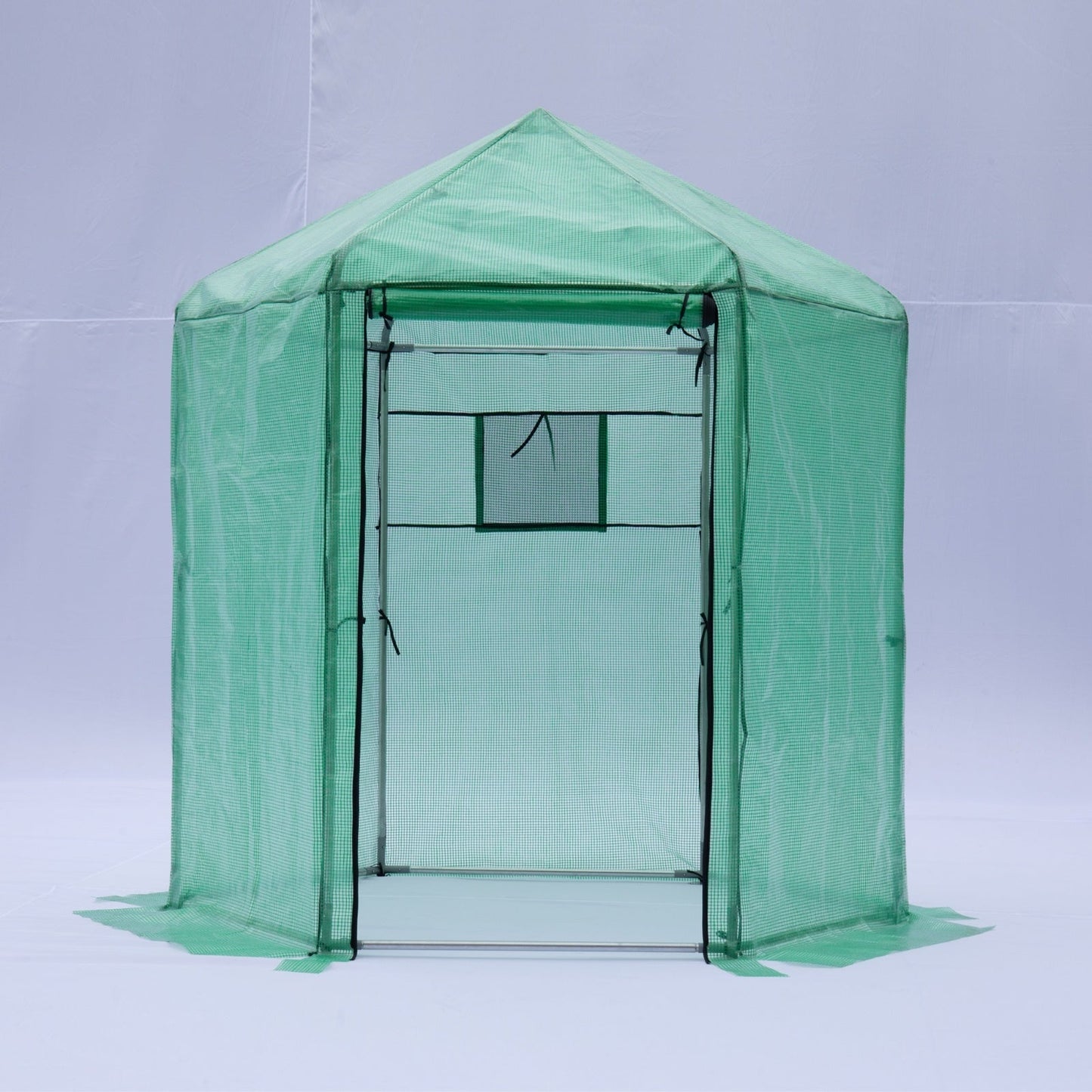 Walk-in Greenhouse Hexagonal Upgrade Reinforced Frame Heavy Duty Plastic Greenhouse Ohberri