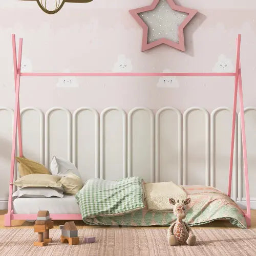 Metal Twin Size House Platform Bed With Triangle Structure My Store