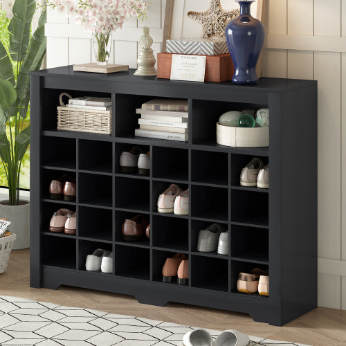 Stylish Design 24 Shoe Cabinet Console, Modern Black Inkedjoy