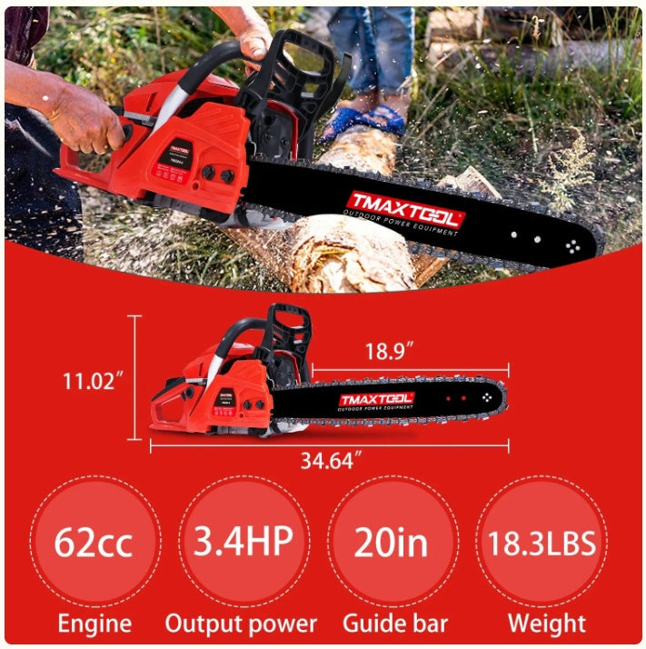 62cc Powerful 20 Inch Gas Chainsaw With 2 Stroke My Store