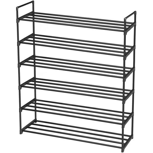 13 Tubes, One Layer, Four Tube, Six Layer Shoe Rack, Black Inkedjoy