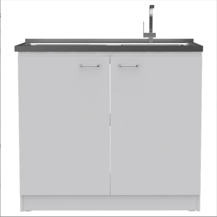 White Rectangle 2-Door Utility Sink And Cabinet Ohberri