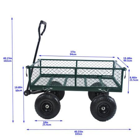 Wagon Garden Cart 660 Lbs Steel Garden Cart With Rotating Handle And Removable Sides Inkedjoy