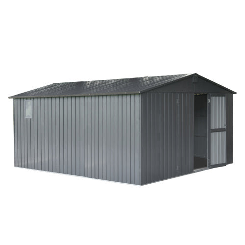 Storage Shed 11 X 12.5 With Galvanized Steel Frame  Windows -Gray Inkedjoy