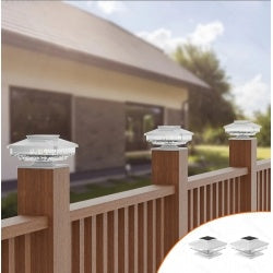 4 Pack Outdoor Solar Post Cap Lights  Cold White IP65 Waterproof Inkedjoy