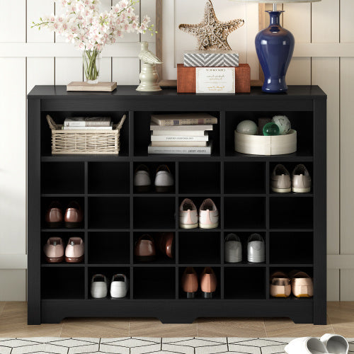 Stylish Design 24 Shoe Cabinet Console, Modern Black Inkedjoy
