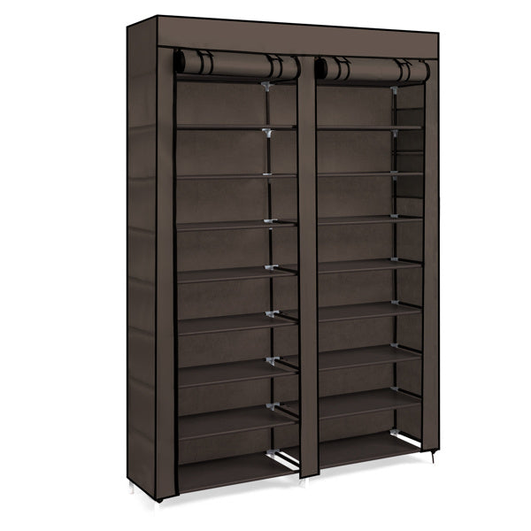 Double Row 10-ply Non-woven Shoe Cabinet- Brown Inkedjoy