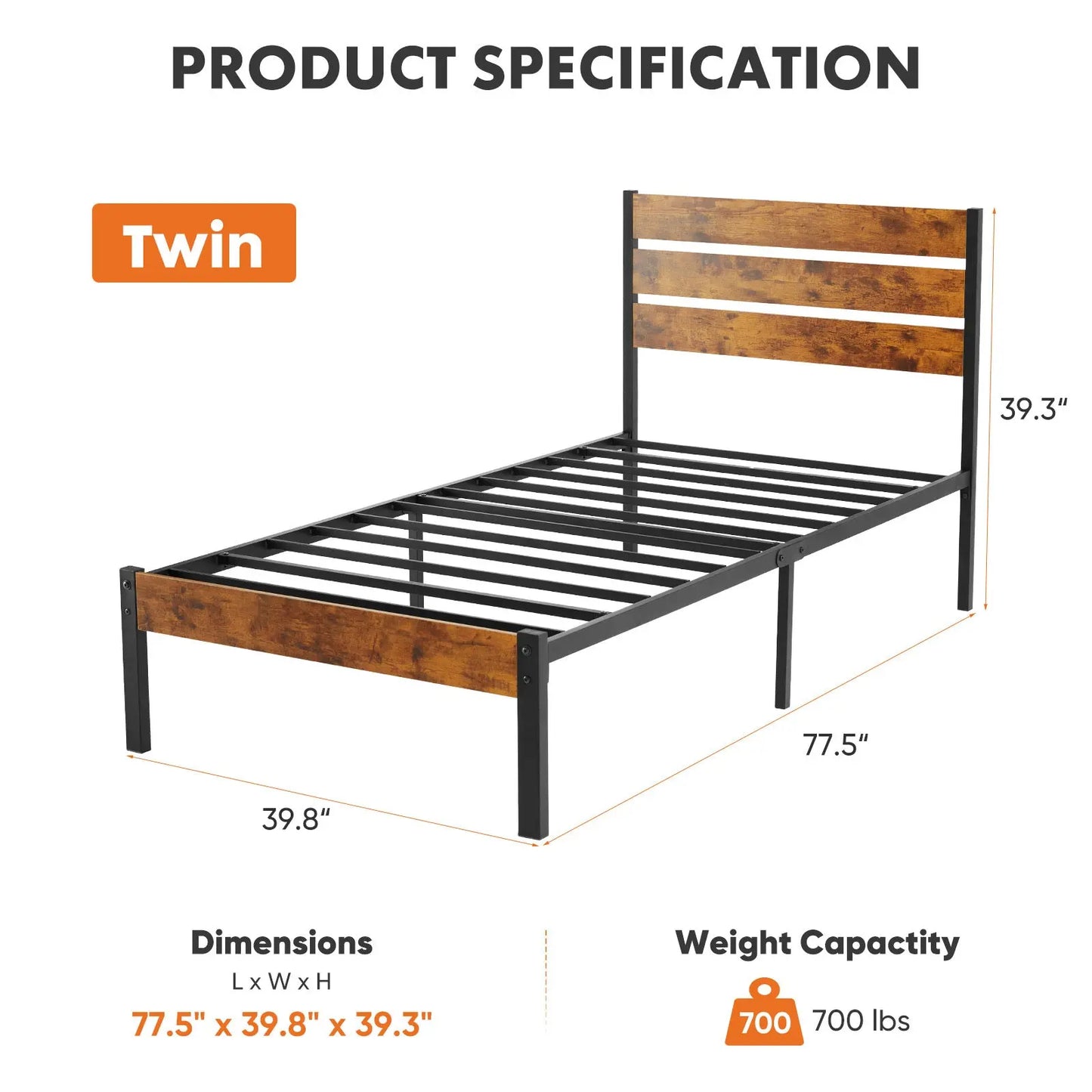 Metal Platform Bed Frame - Mattress Foundation With Headboard And Footboard My Store