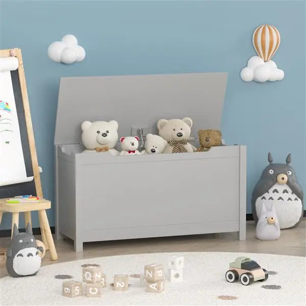 Children's Wooden Toy Storage Box With Secure Hinged Lid For Children Over 2 Years Old My Store