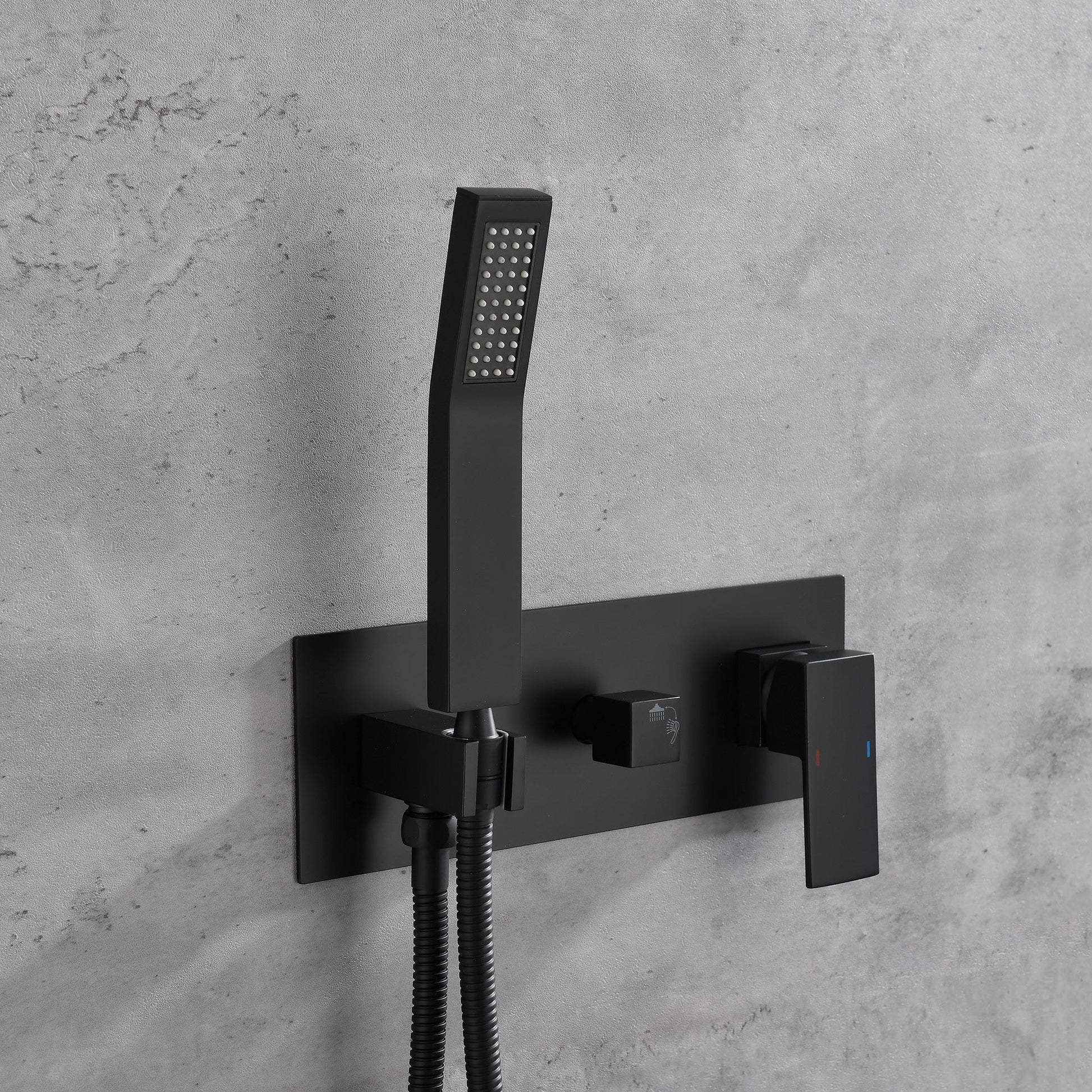 Brass Matte Black Shower Faucet With Shower System, 10 Inch Shower Head And Handheld Spray Inkedjoy