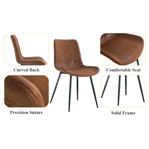 Dining Table Set With 4 Brown Suede Chairs. Inkedjoy