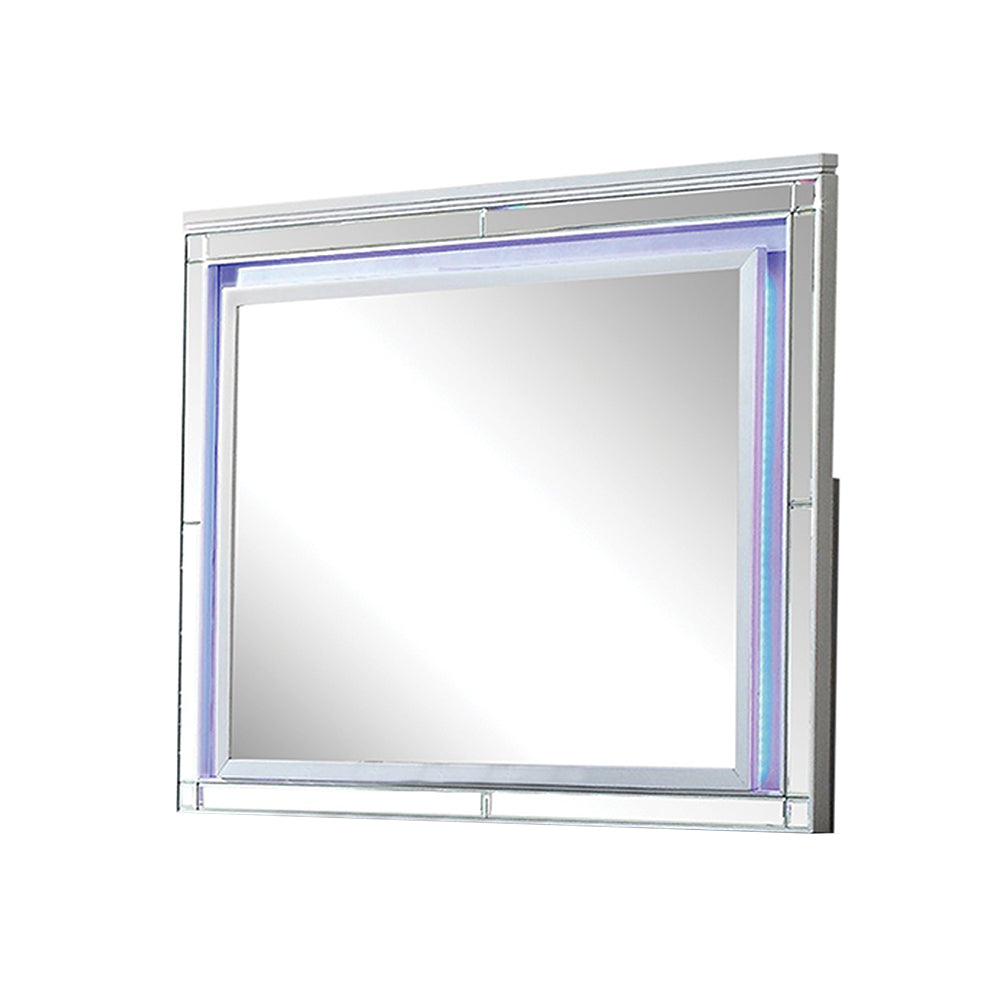 5 Pc Queen Bedroom Set with Fireplace Headboard & Footboard, Beige Wood Finish - Ohberri