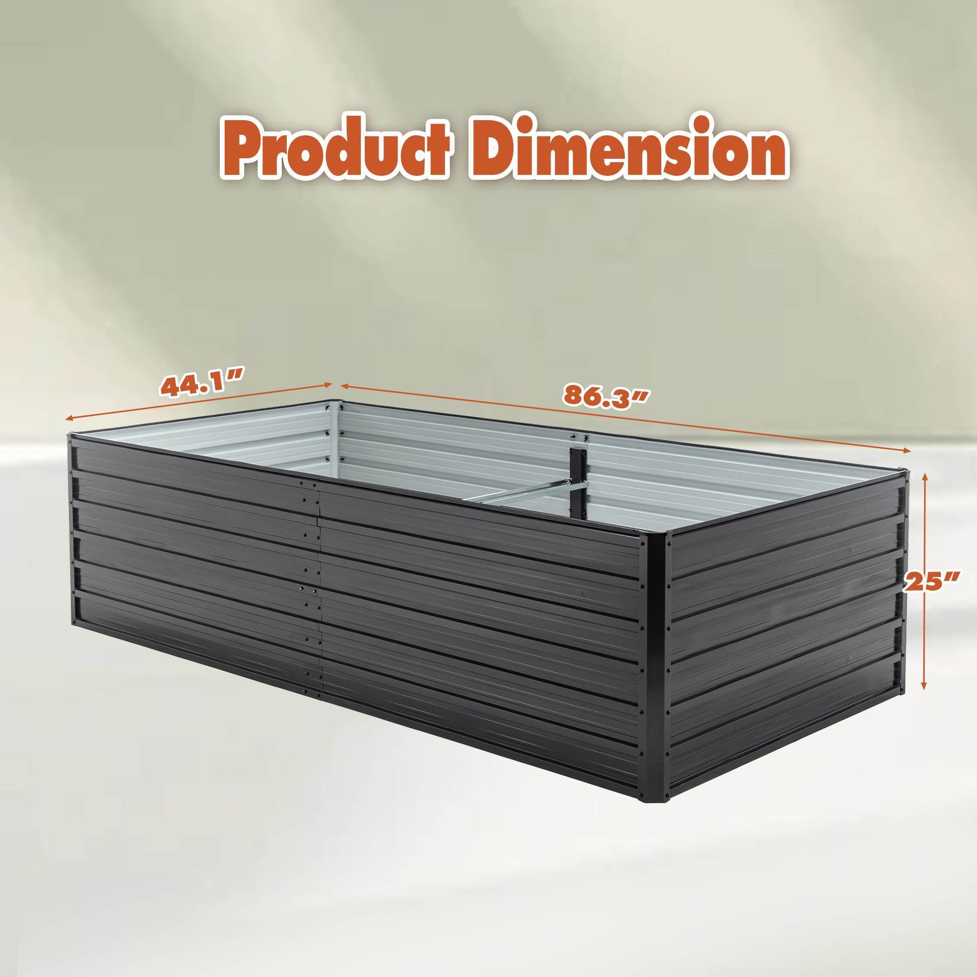 Outdoor Galvanized Raised Garden Bed Kit, Black Rectangle Planter Inkedjoy