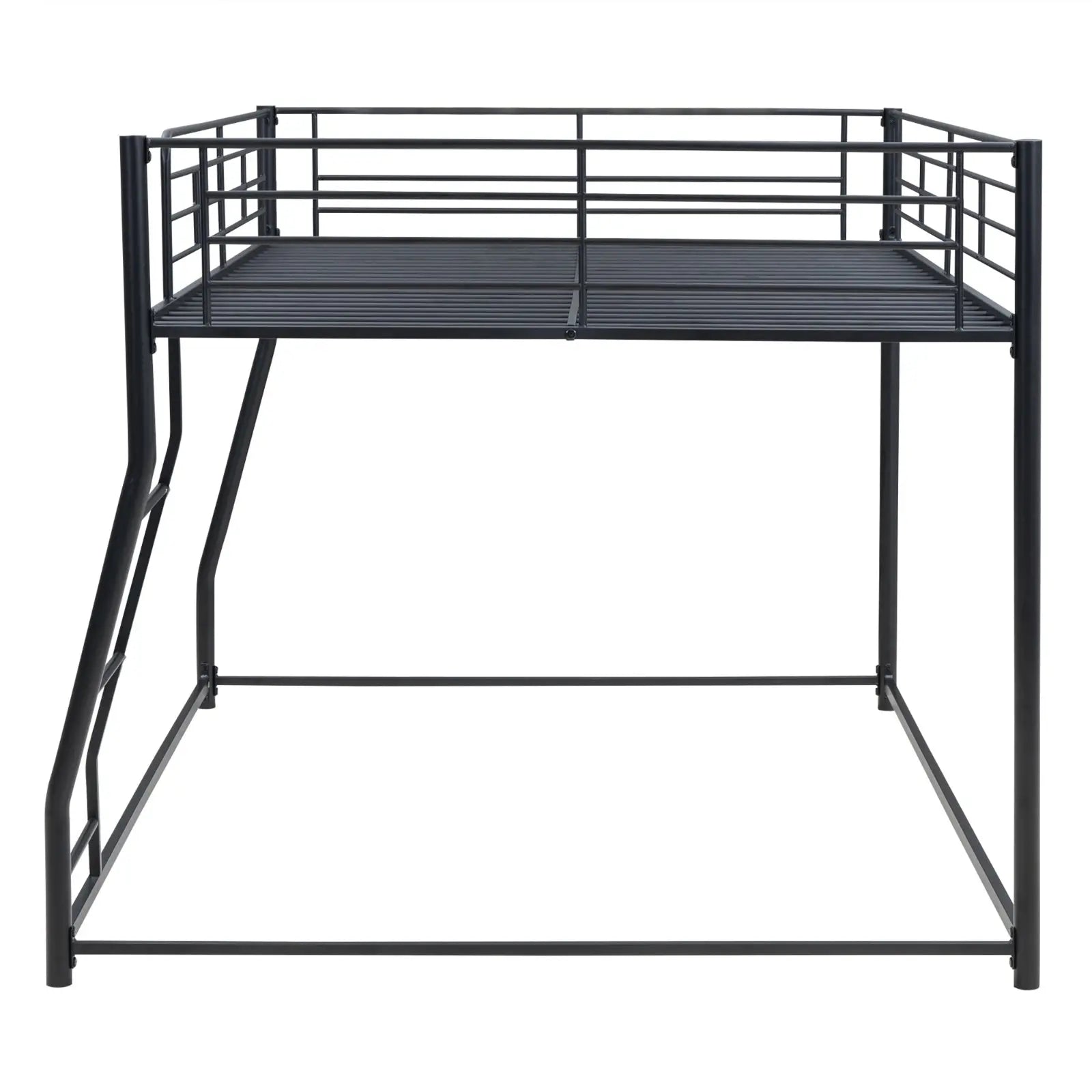 Metal Floor Bunk Bed, Full XL Over Queen, Black My Store