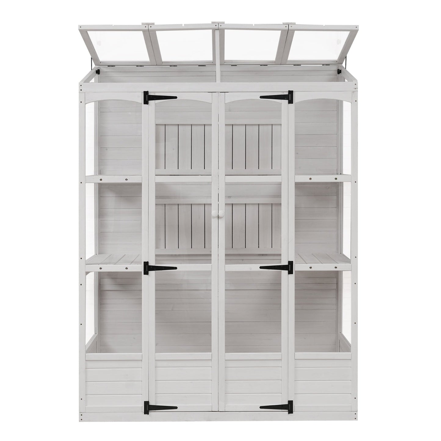 78-inch Wooden Greenhouse Cold Frame With 4 Independent Skylights And 2 Folding Middle Shelve My Store