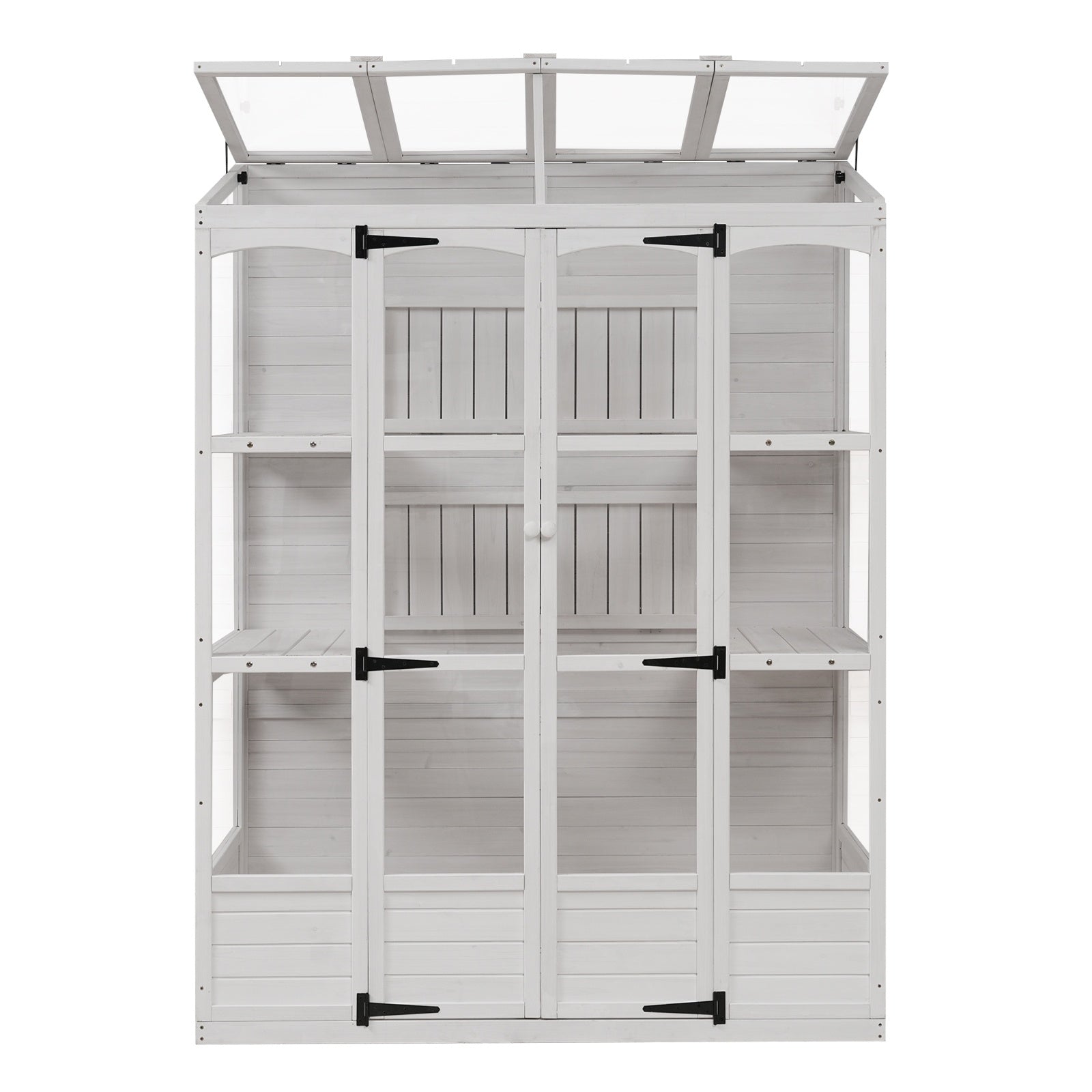 78-inch Wooden Greenhouse Cold Frame With 4 Independent Skylights And 2 Folding Middle Shelve My Store