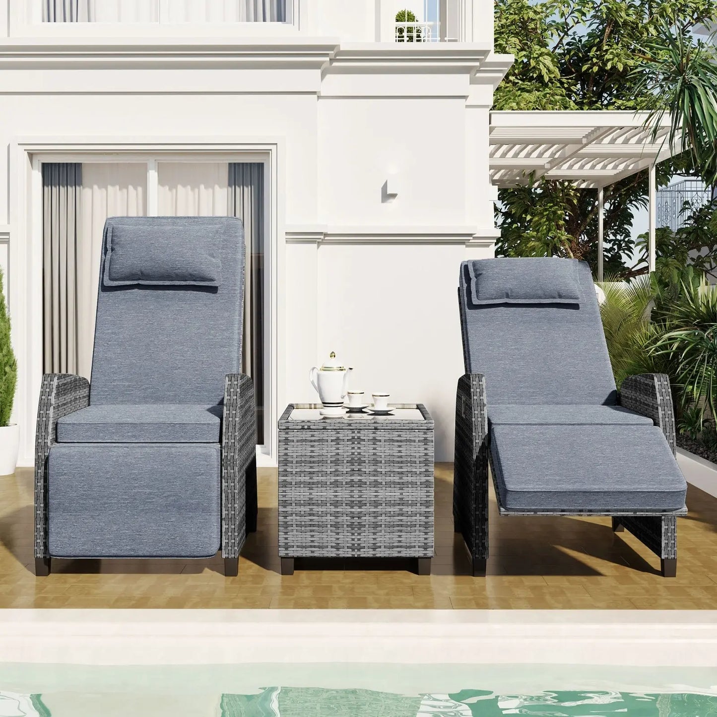 U Style Outdoor Rattan 2-Person Set W Coffee Table For Courtyard My Store