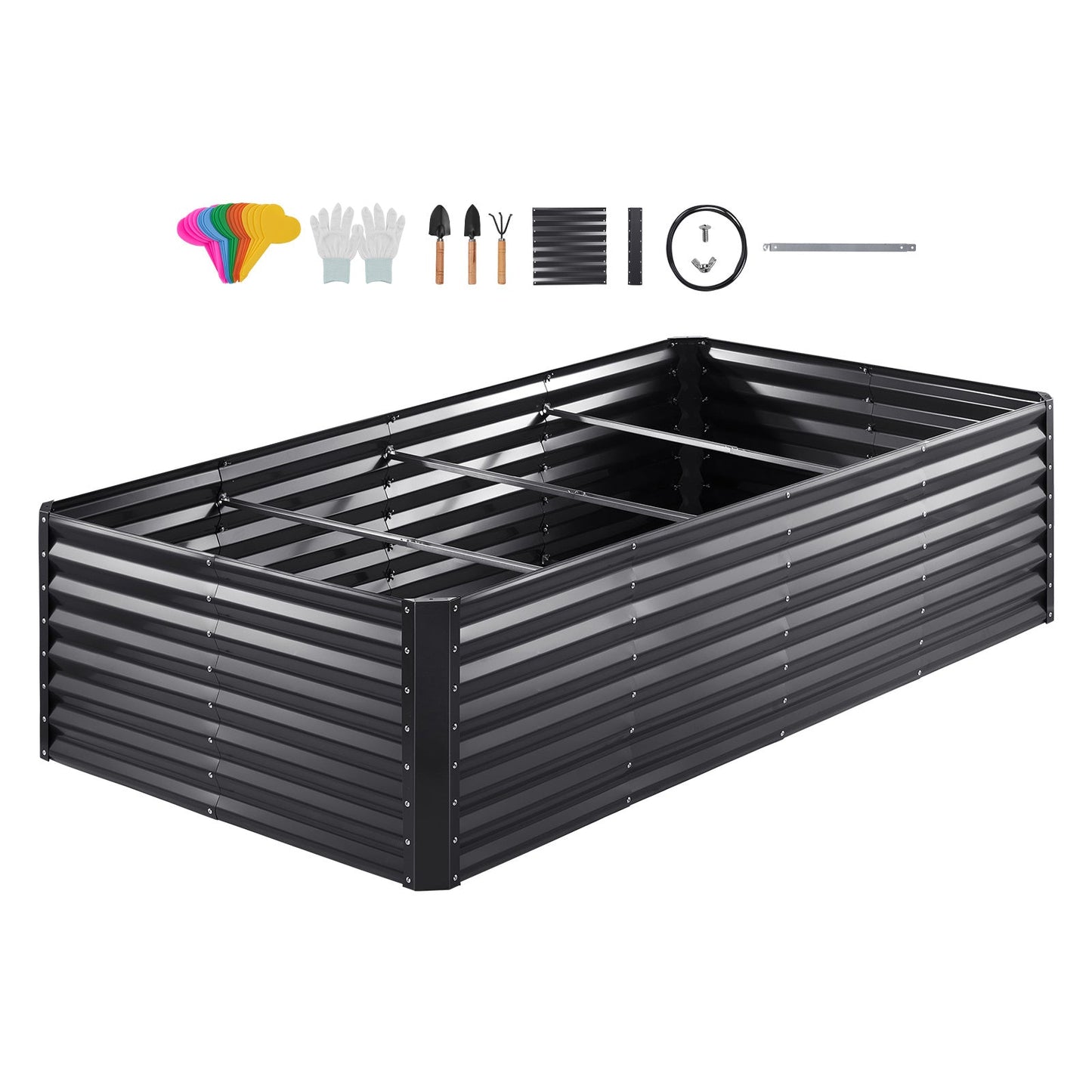 Galvanized Raised Garden Bed Planter Box 94.5x47.2x23.6inch Flower Vegetable Inkedjoy