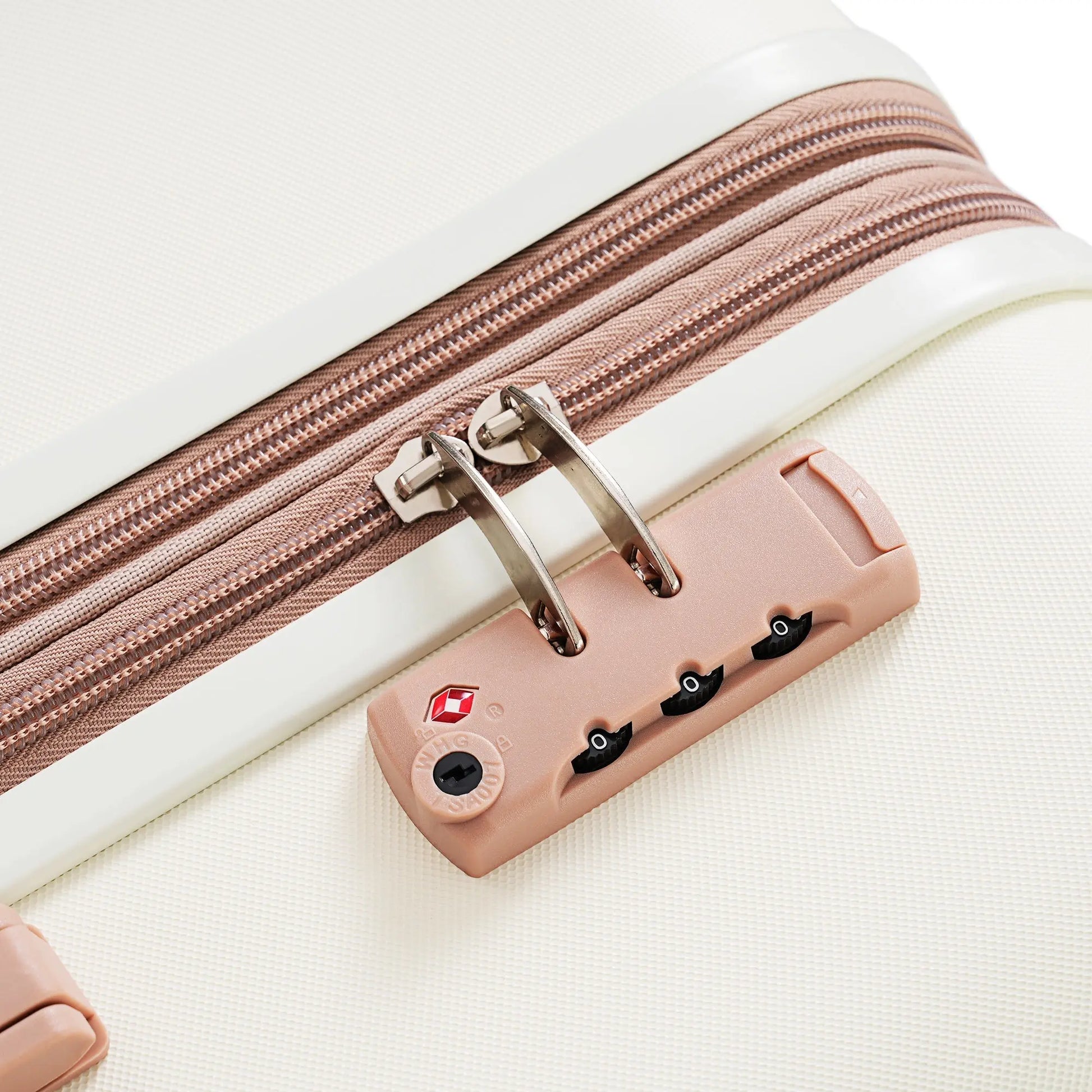 4-piece Suitcase Set With USB Port, Beige Inkedjoy