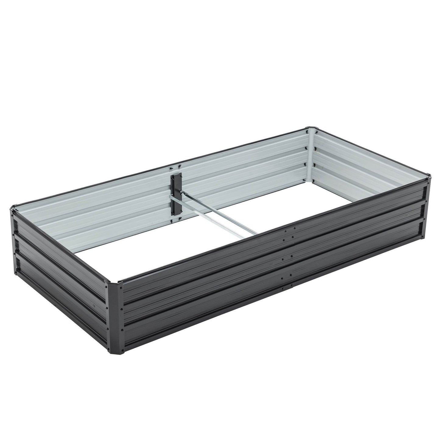 Outdoor Galvanized Raised Garden Bed Kit, Black Rectangle Planter Inkedjoy