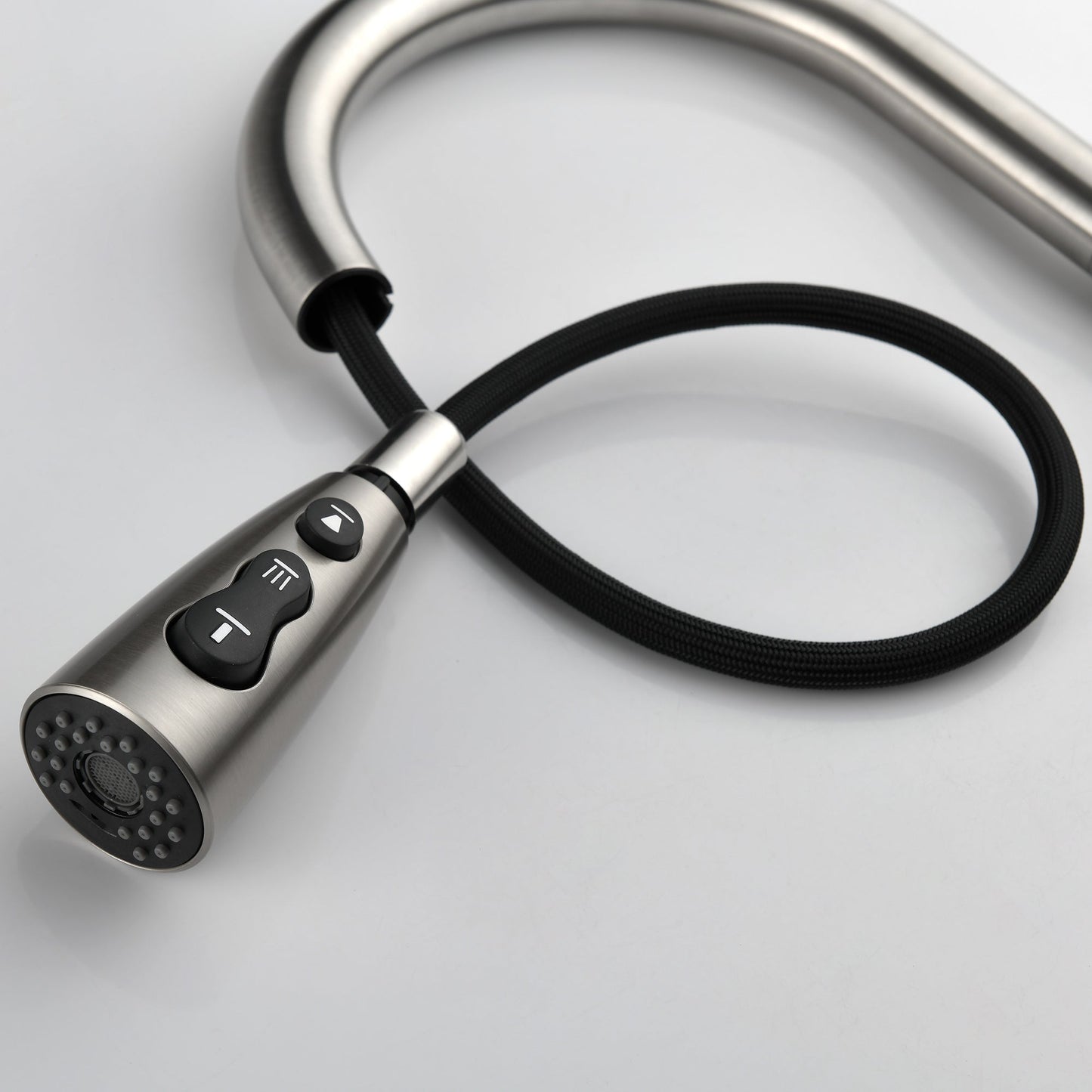 High Curvature Single Handle Kitchen Sink Faucet With Deck Modern- Stainless Steel Ohberri