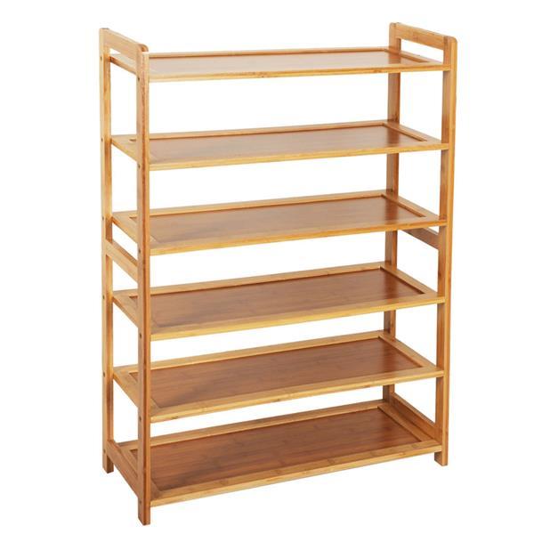 6-story Flat Shoe Rack In Natural Wood Color Inkedjoy