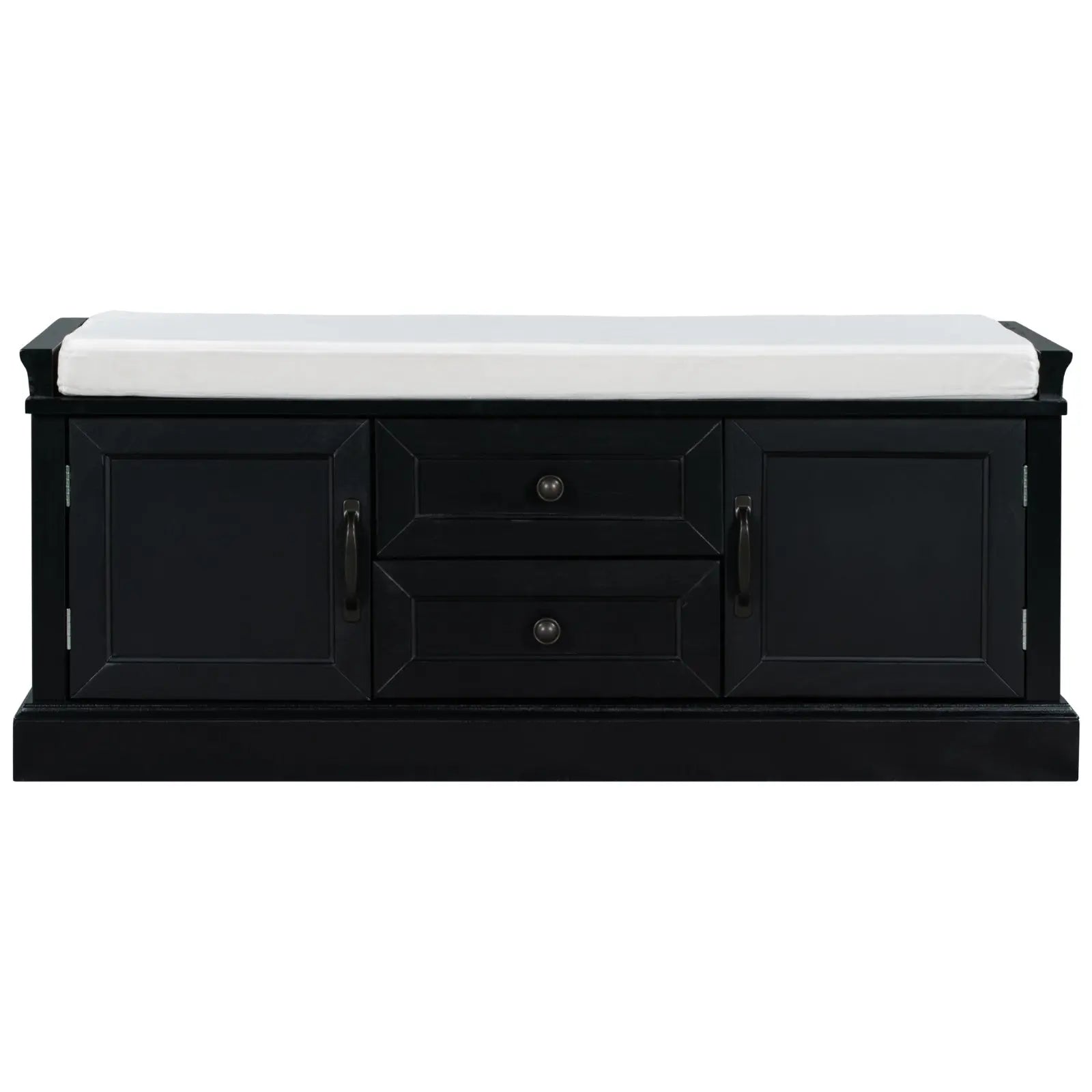 Storage Bench With Drawers, Cabinets & Removable Cushion For Living Room My Store