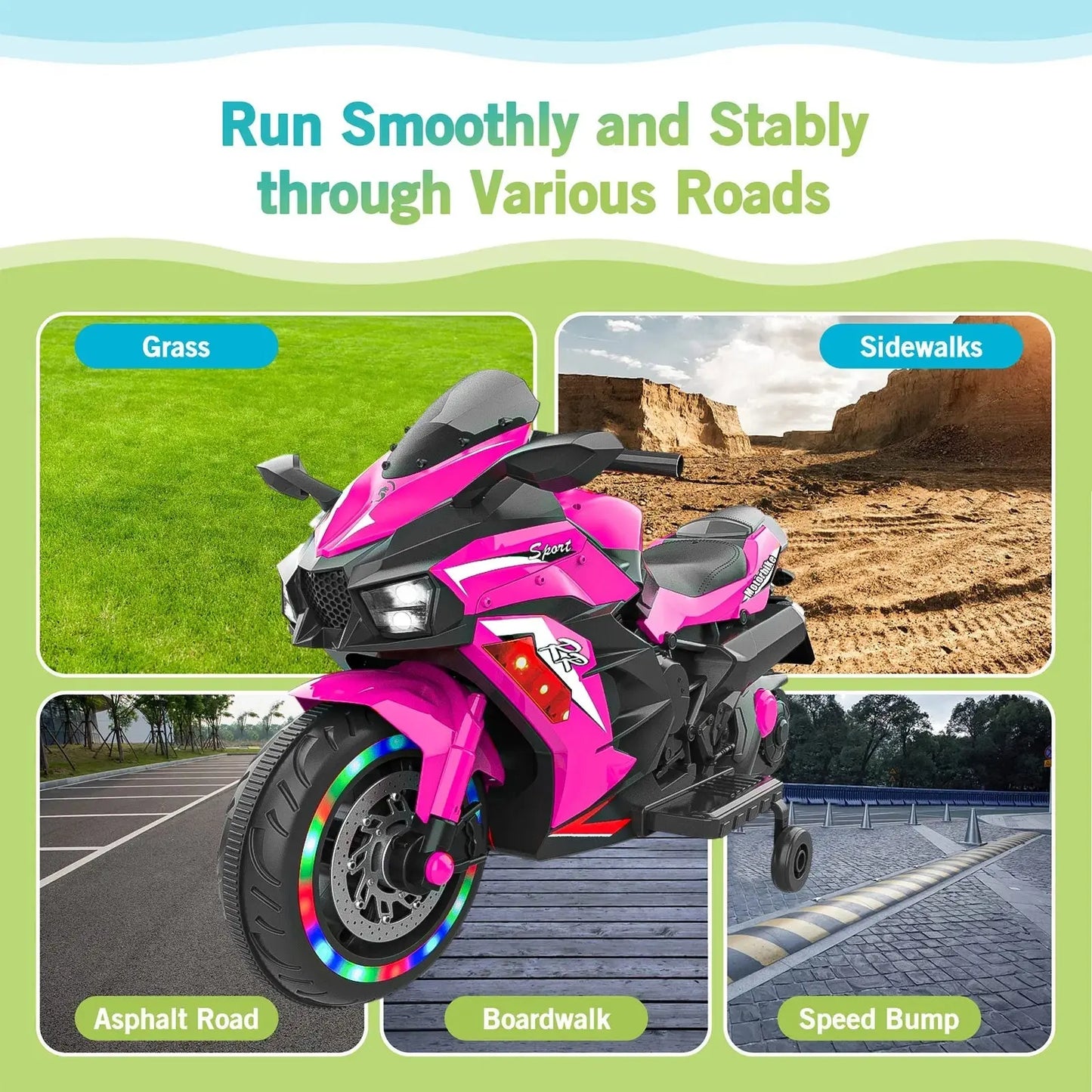 Kids Motorcycle For 3-6 Years, 12V Electric Ride On Inkedjoy