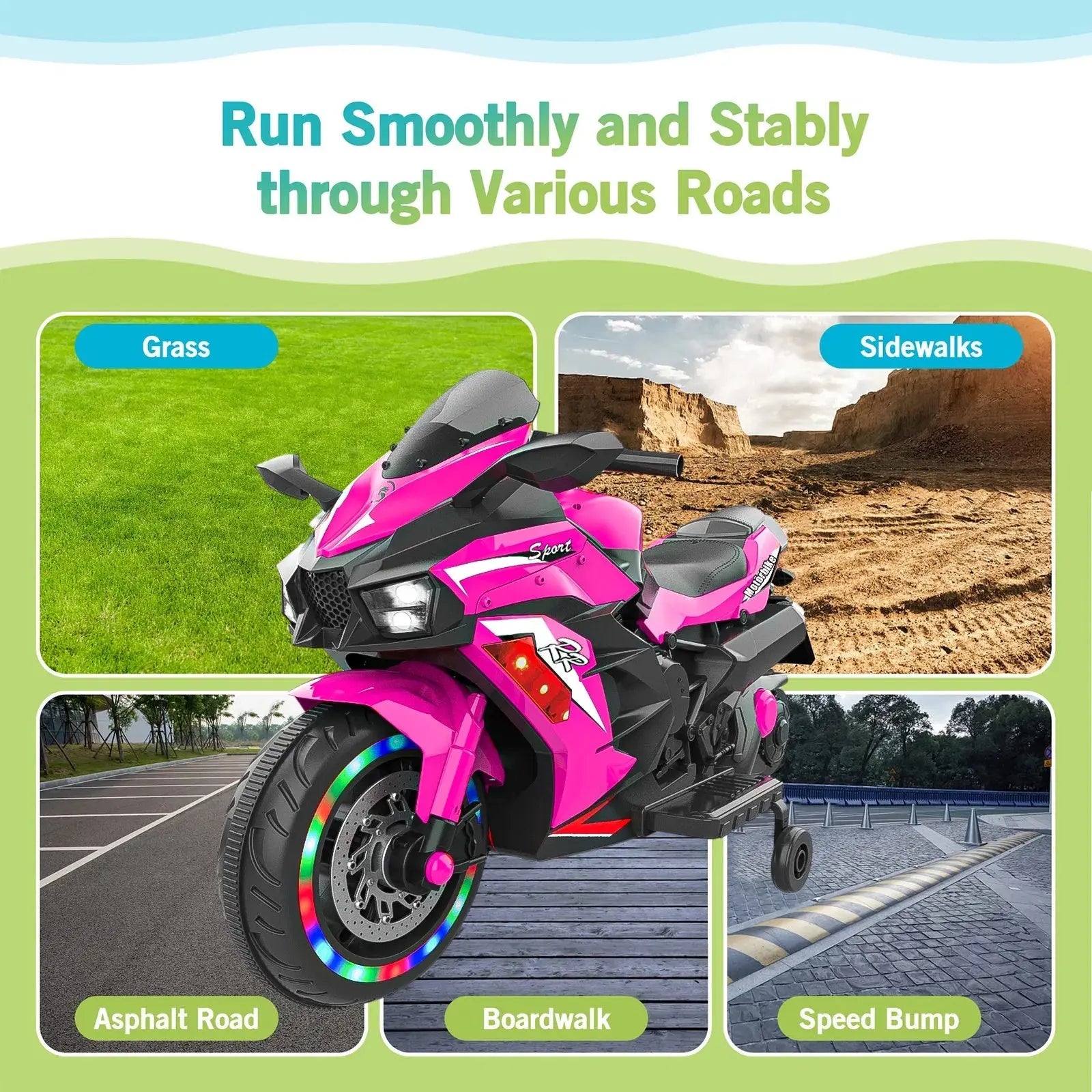 Kids Motorcycle For 3-6 Years, 12V Electric Ride On Inkedjoy