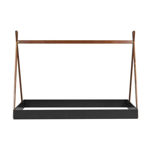 Twin Size Tent Floor Bed With Triangle Structure, Black Brown My Store