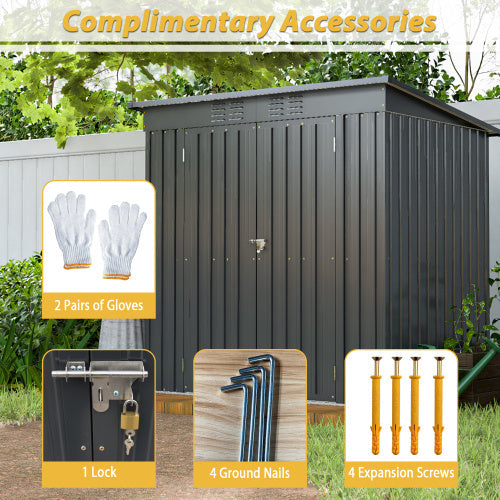 6 X 4 Ft Outdoor Storage Shed- Black Inkedjoy