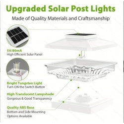 4 Pack Outdoor Solar Post Cap Lights  Cold White IP65 Waterproof Inkedjoy