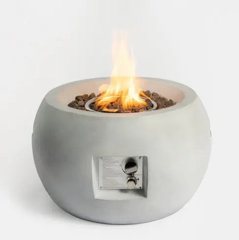 Outdoor Propane Fire Pit Table,Compact Streamlined Modern 24-inch,Round Graphite Base With Waterproof Cover,Free Lava Rocks My Store