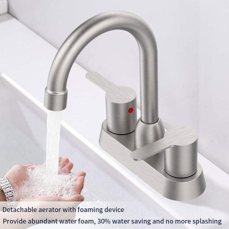 2 Handles Bathroom Sink Faucet, Brushed Nickel Ohberri