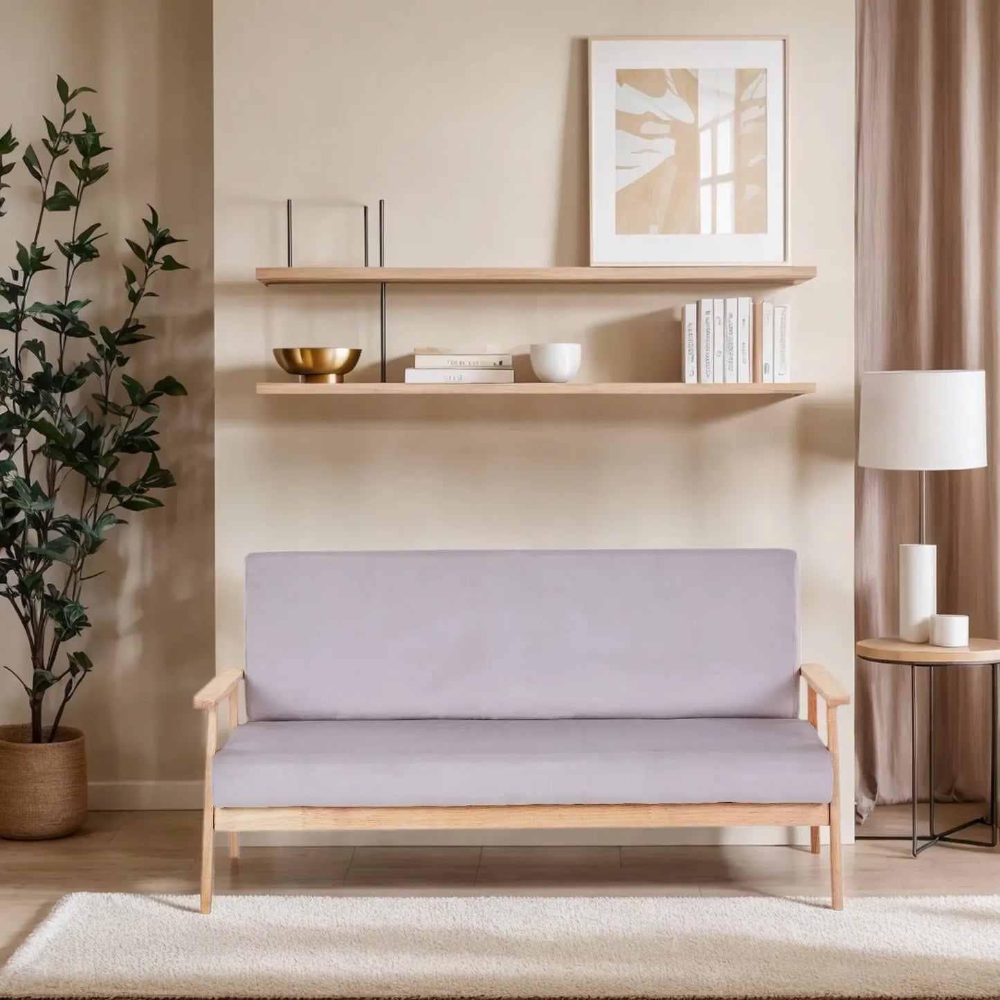 Modern Velvet Loveseat Sofa With Wooden Arms Office Couch 2-3 Seat My Store