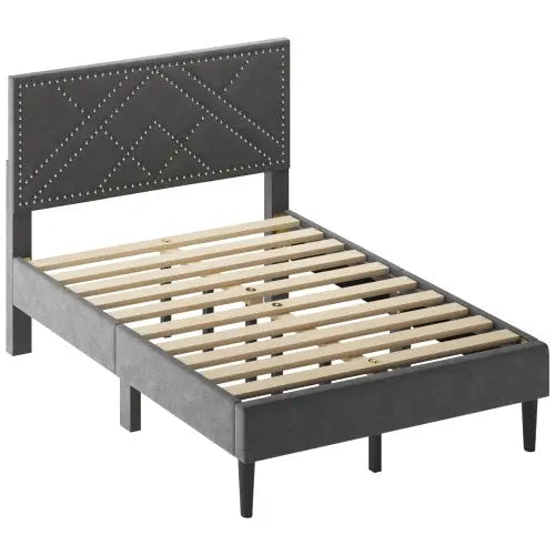 Queen Bed Frame, Linen Storage Headboard, Strong And Stable, No Noise,Under Bed Storage, No Box Spring,Weight 485lbs My Store