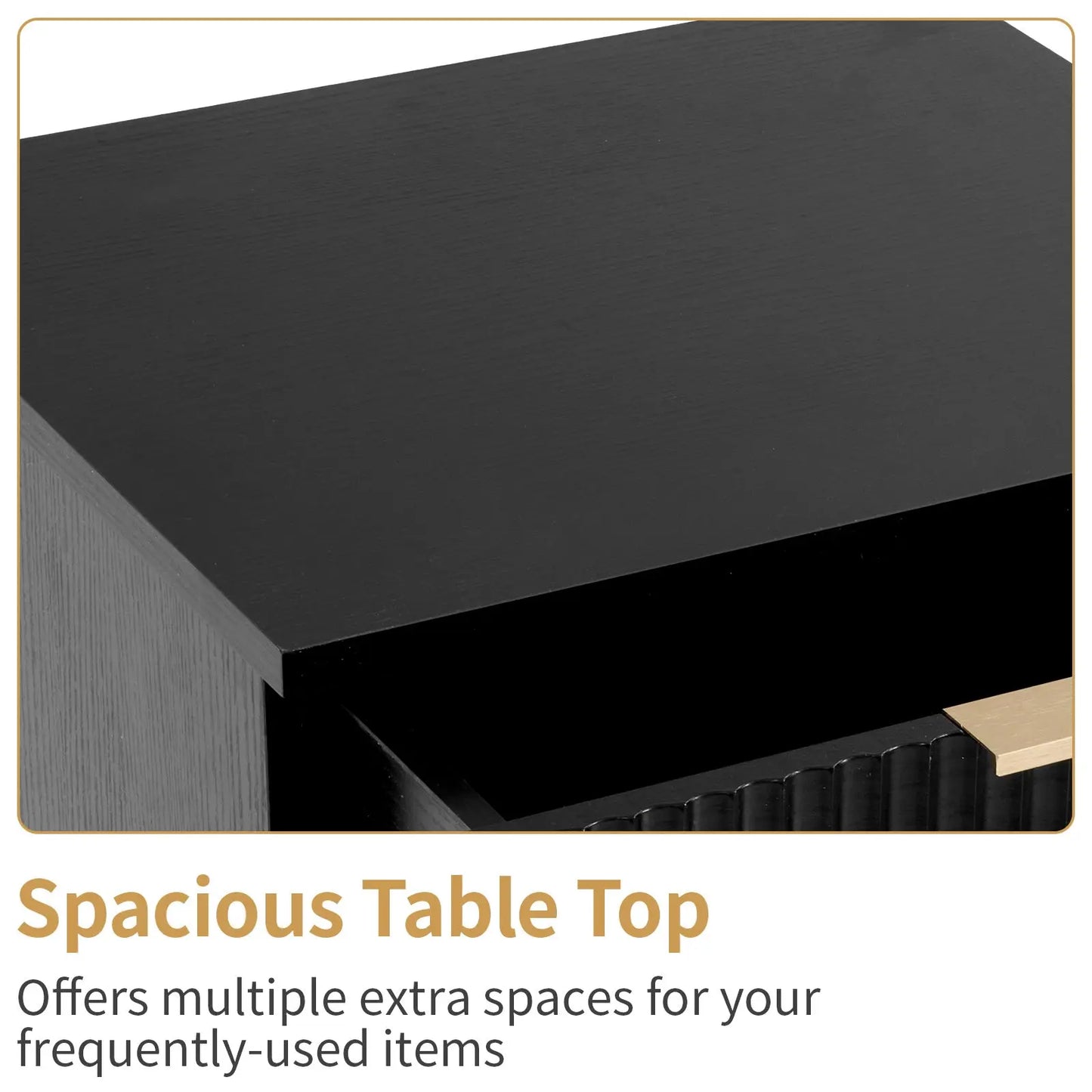 Black P2 Density Board, Wave Pattern Drawer Surface, 2 Drawer Bedside Cabinet 1pc My Store