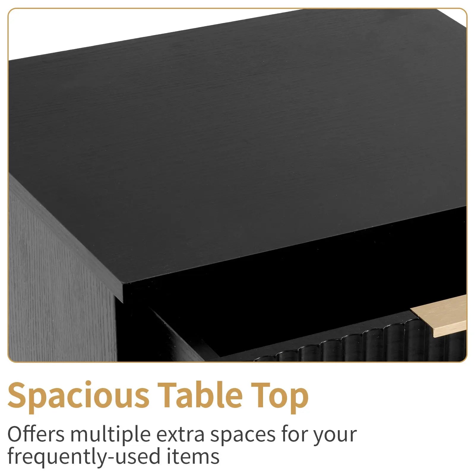 Black P2 Density Board, Wave Pattern Drawer Surface, 2 Drawer Bedside Cabinet 1pc My Store