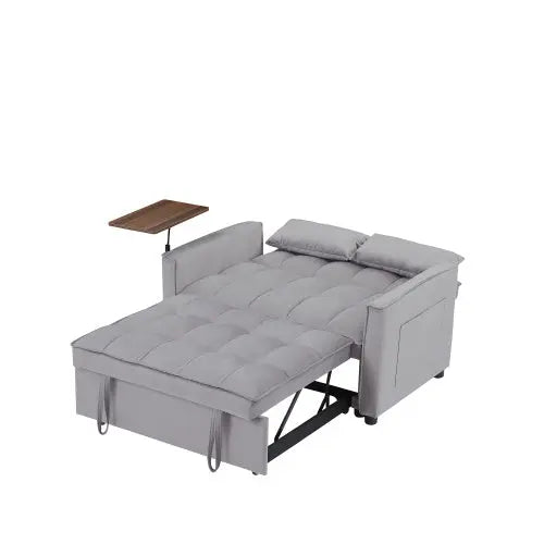 Velvet Loveseat Sleeper Sofa Bed With Side Table My Store