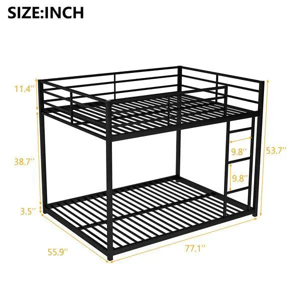 Full Metal Bunk Bed, Low Bunk Bed With Ladder, Black My Store
