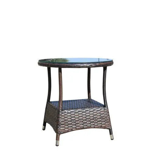 Outdoor Patio Furniture 1 Round Coffee Table With Clear Tempered Glass My Store