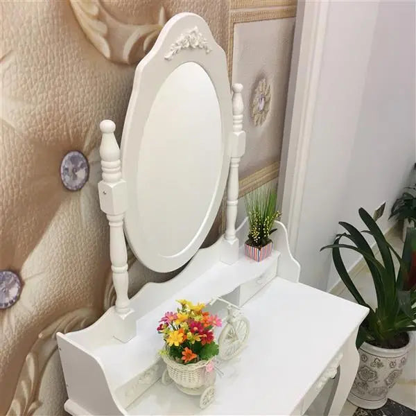 Four Drawer Single Mirror Dressing Table Set My Store